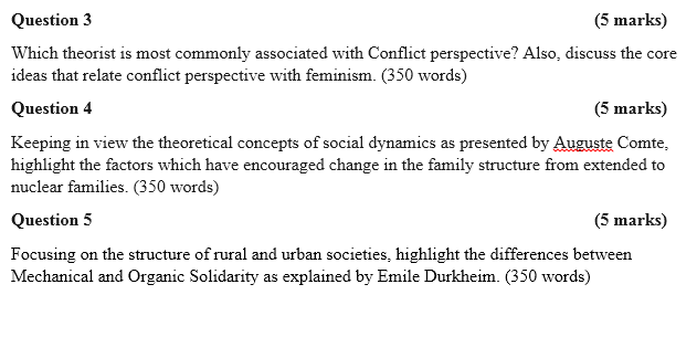 Question 3 (5 marks) Which theorist is most commonly associated with Conflict perspective? Also, discuss the core ideas that